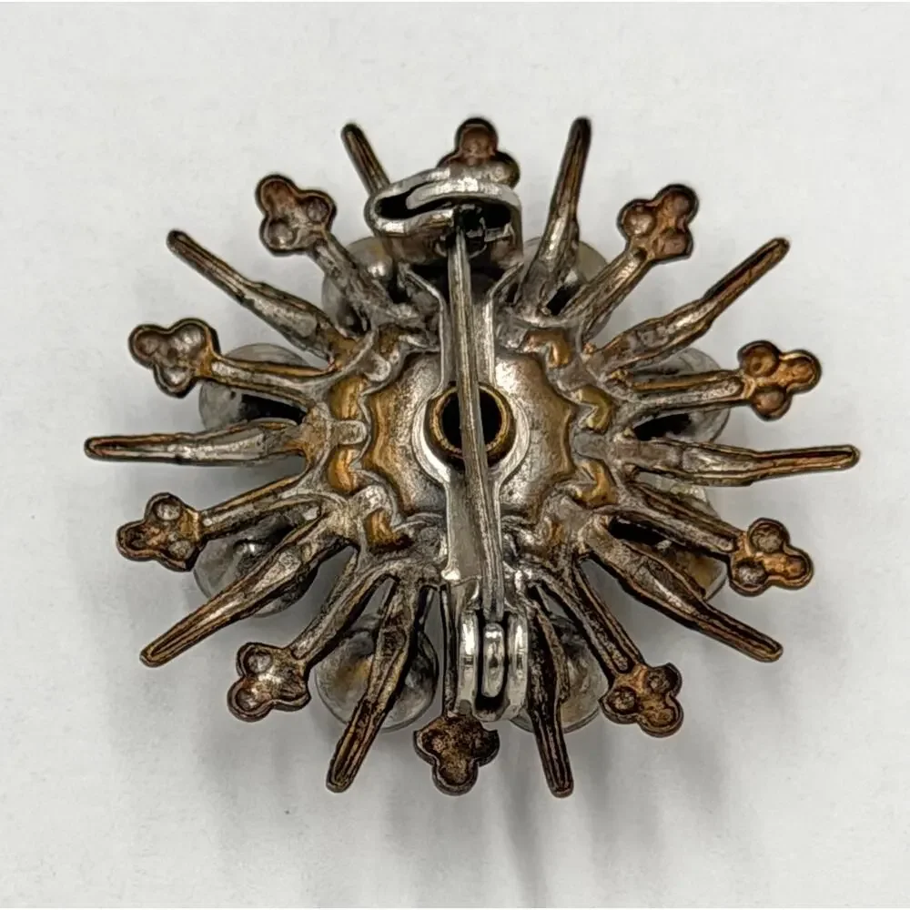 Vintage Rhinestone Sputnik Starburst Snowflake Brooch Pin 1950's